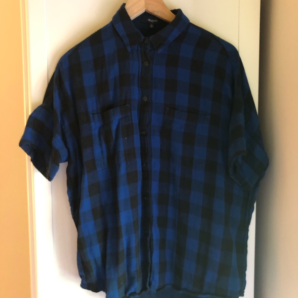 Madewell plaid short sleeve button up shirt